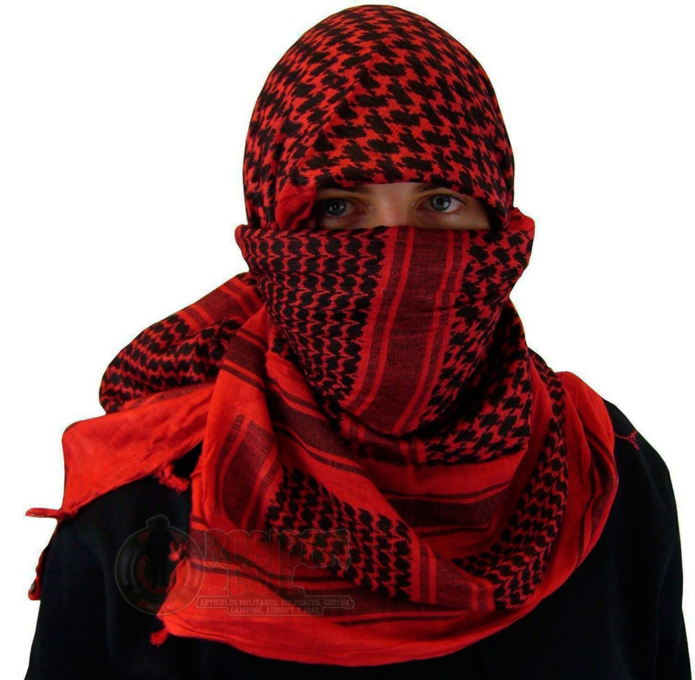 Bufanda Shemagh Árabe Palestina Militar 100% Algodón Rothco Rojo con Negro