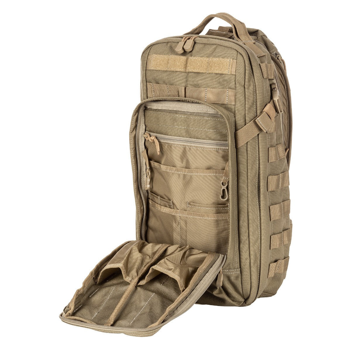 a large backpack with a zippered compartment
