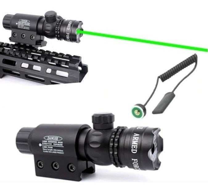 Mira Tactica Laser Verde Militar Tactico Con Montura 20 Mm