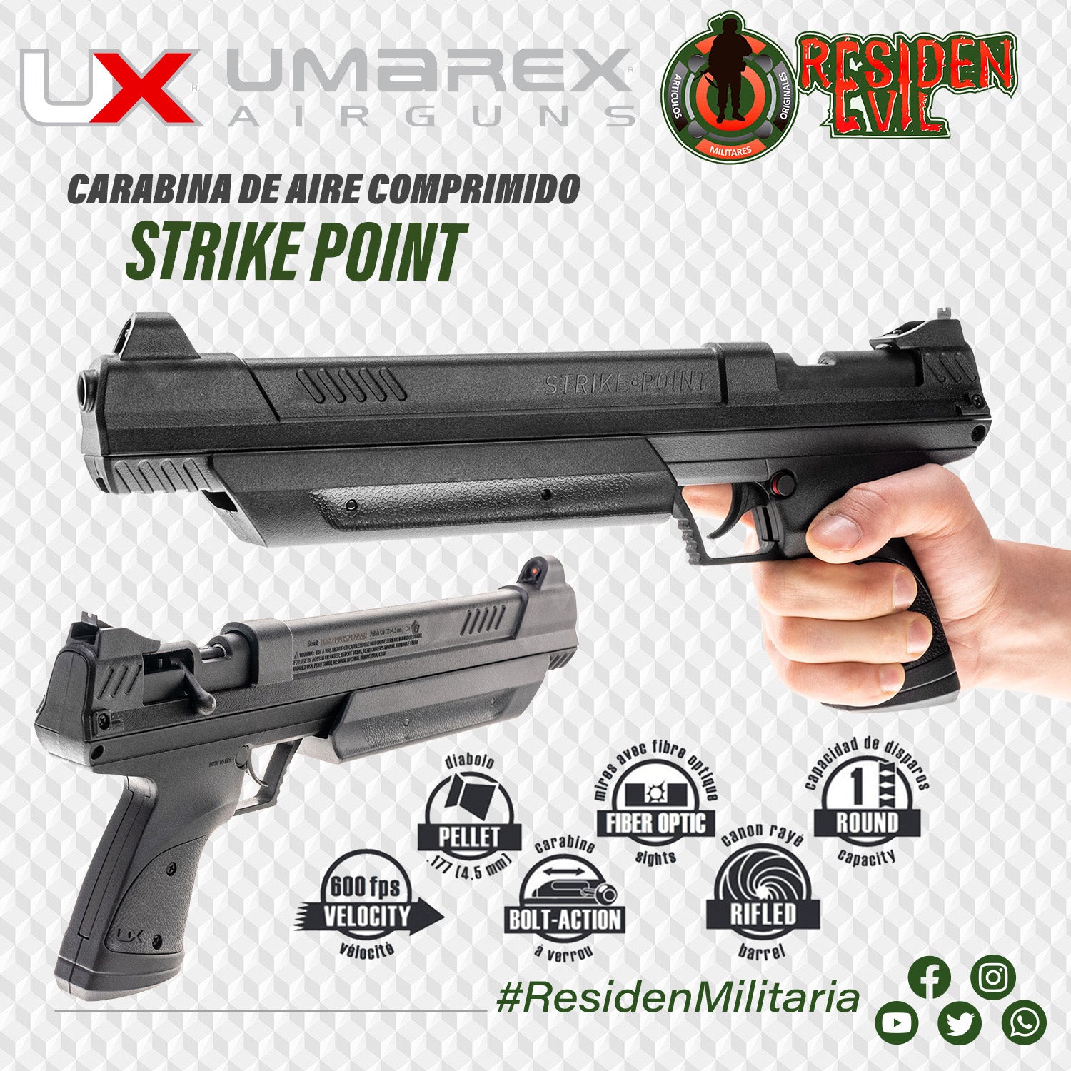Pistola UMAREX STRIKE POINT Bombeo 4.5 Poster