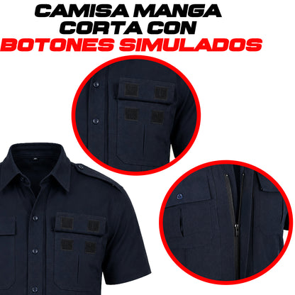 Camisa Táctica Uniforme Azul y Blanco Policía Botones Simulados Residen Evil Militaría