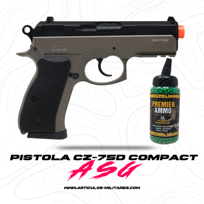 Pistola De Airsoft Asg Cz-75d 6mm De Resorte Polimero Ligero KIT
