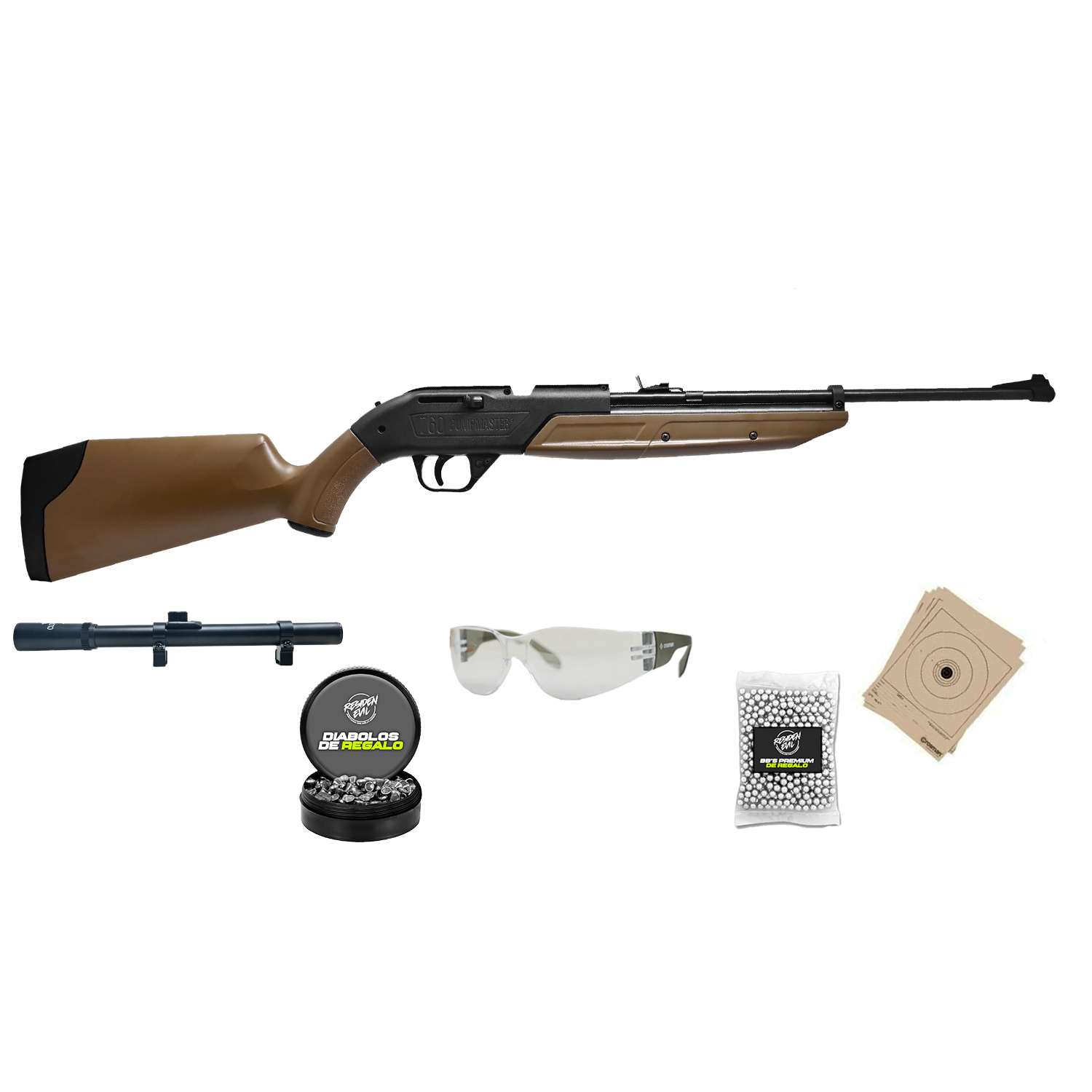 Rifle Bombeo 760 4.5mm Mira telescópica 4x10mm Crosman Pumpmaster