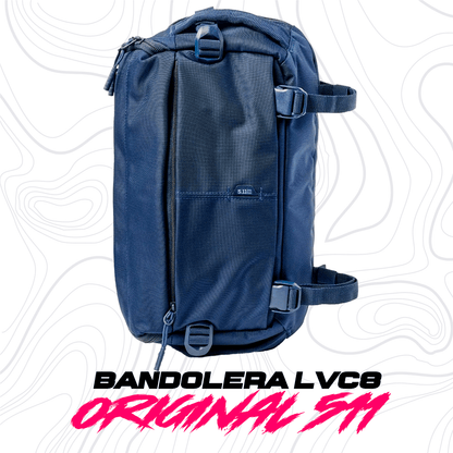 Mochila Bandolera Táctica Lcv8 5.11 azul con correas MOLLE y diseño compacto de 8L. Ideal para organización táctica y uso diario.