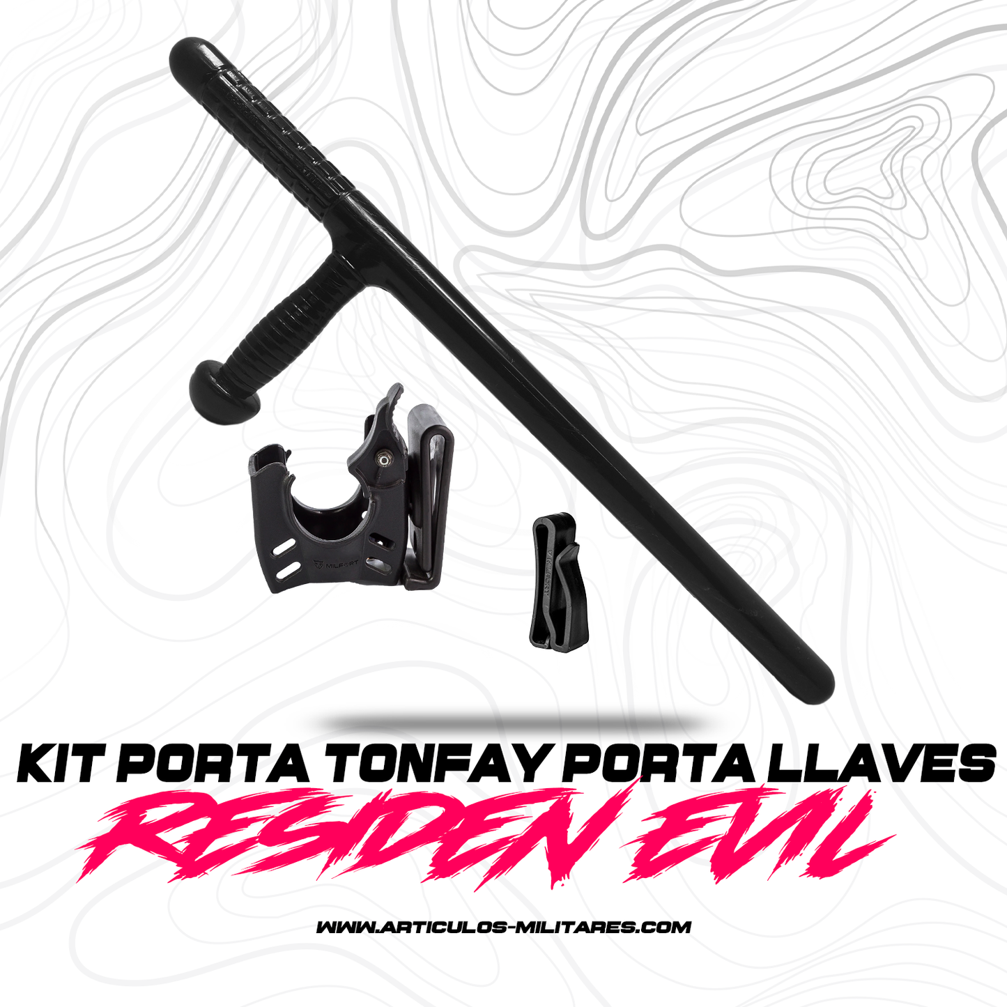 Kit Porta Tonfa con Porta Llaves Milfort y Tonfa