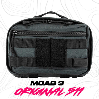 Mochila Táctica 5.11 MOAB 3 adaptable en color Double Tap, ideal para uso diario con sistema MOLLE. Diseño compacto y resistente para campismo.
