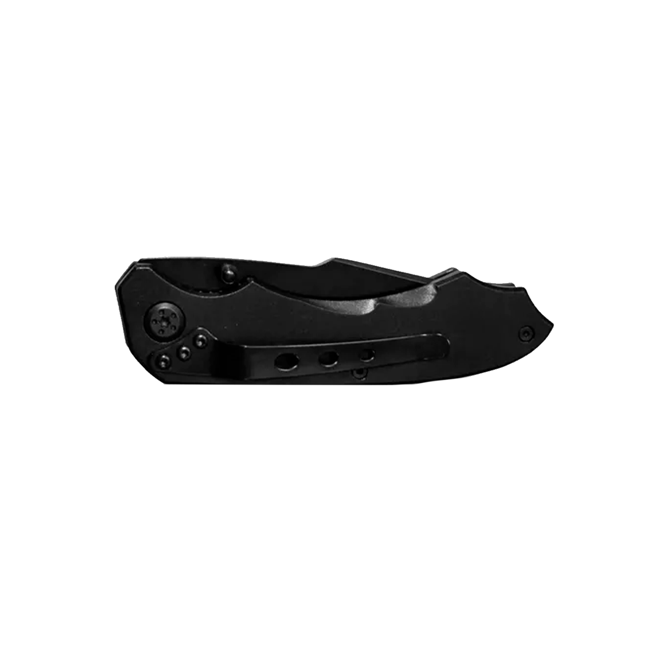 Navaja de bloqueo con mango metal negro con clip, hoja lisa-sierra