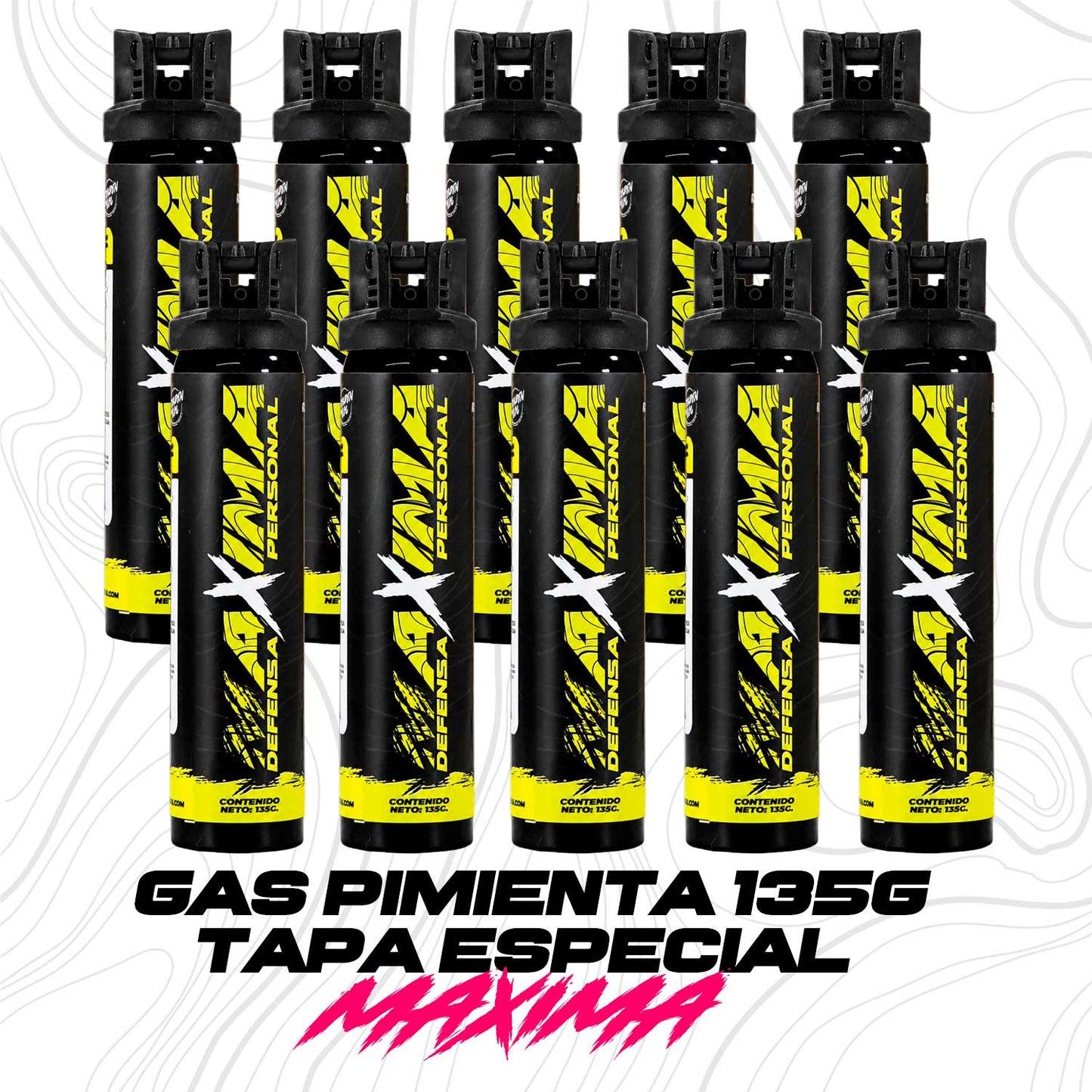 Paquete 10 piezas de gas pimienta 135g Tapa de Seguridad Máxima