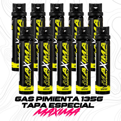 Paquete 10 piezas de gas pimienta 135g Tapa de Seguridad Máxima