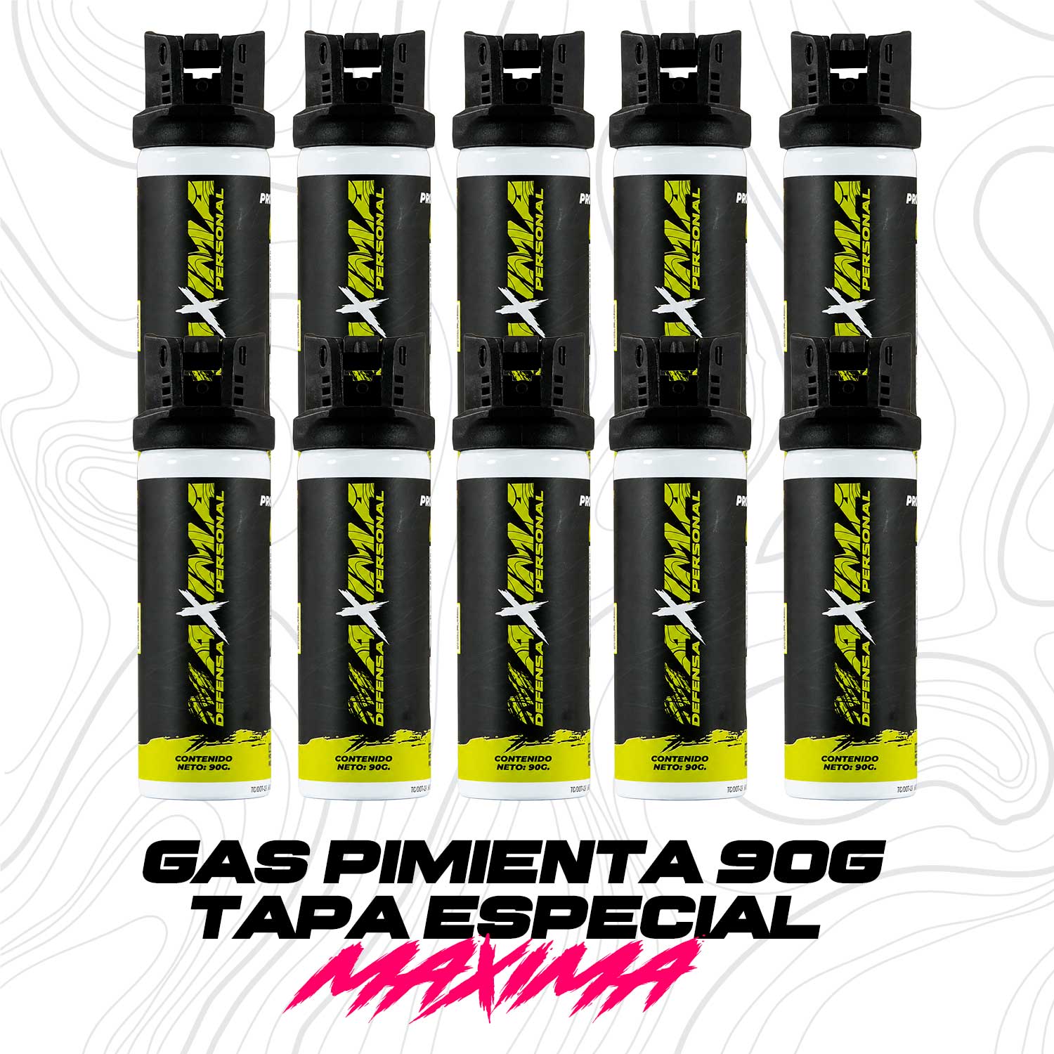 Gas Pimienta 90g 10 piezas Con Tapa de seguridad Máxima