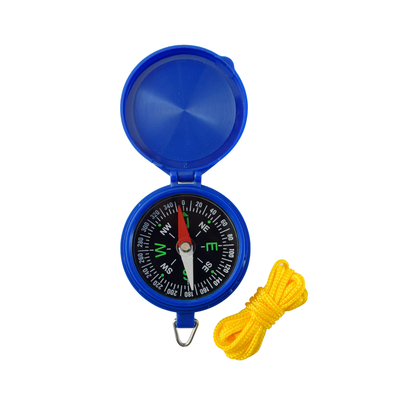 Brújula Escolar Azul con cordón para colgar