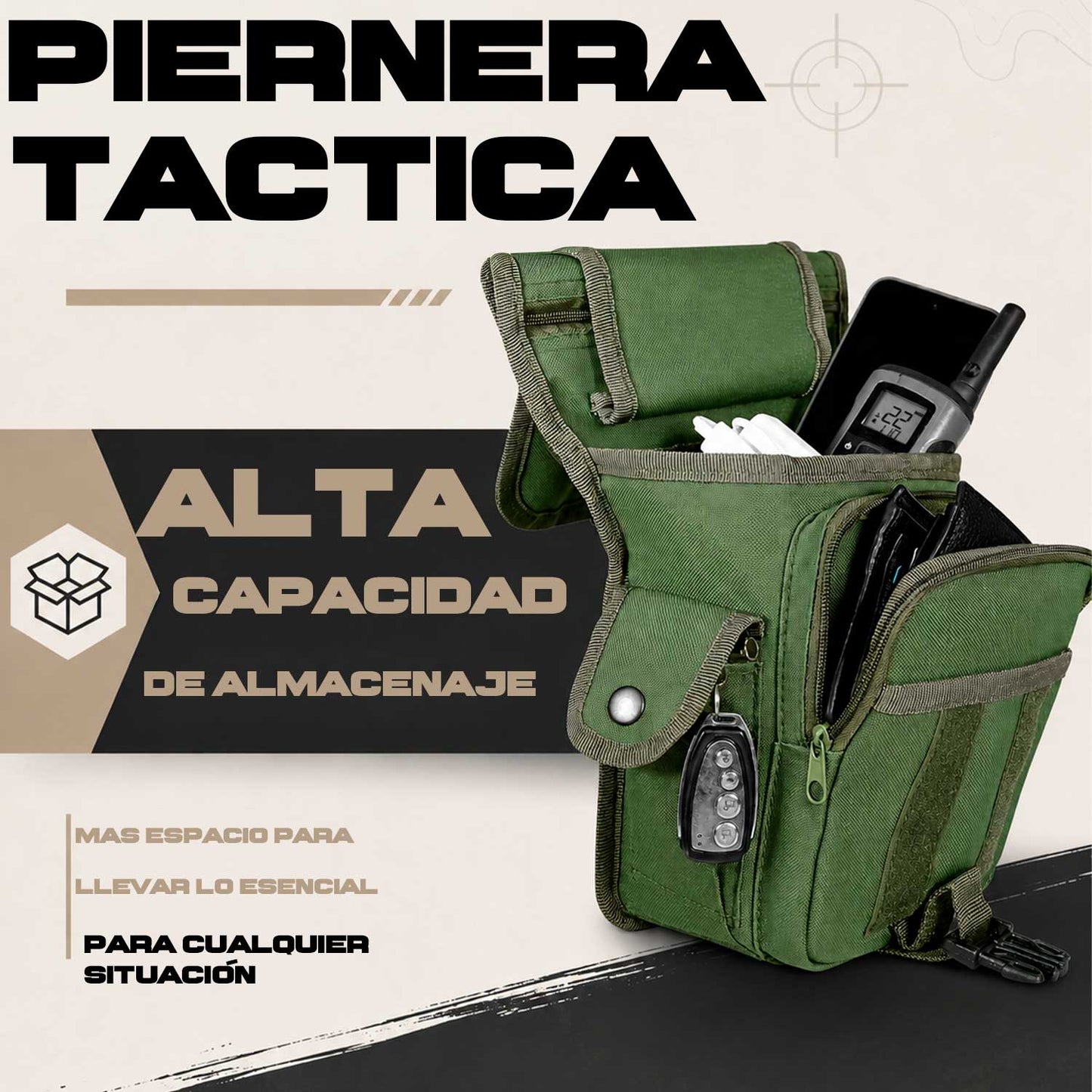 Piernera Tactica Mochila Muslera Porta Celular Multiusos Residen Evil Militaría
