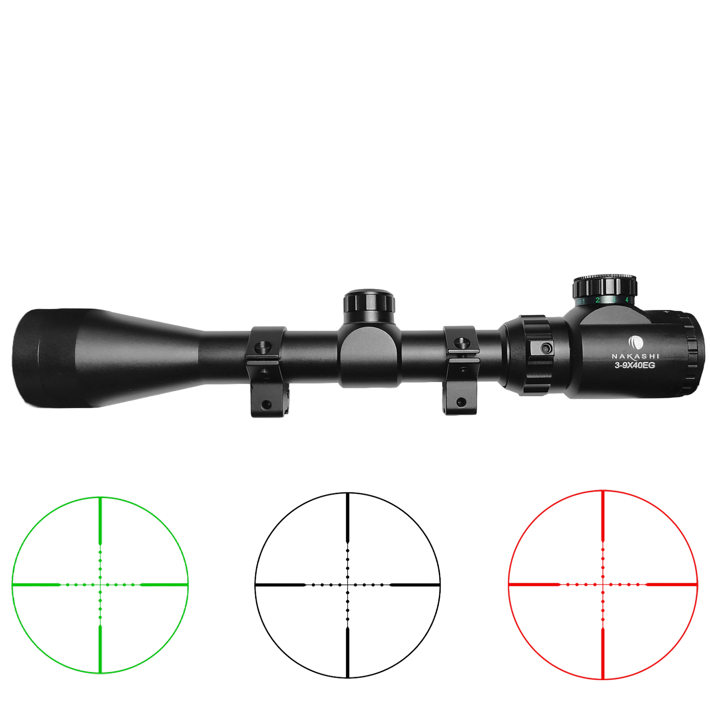 Mira Nakashi 3-9x40EG Mildot iluminación de retícula