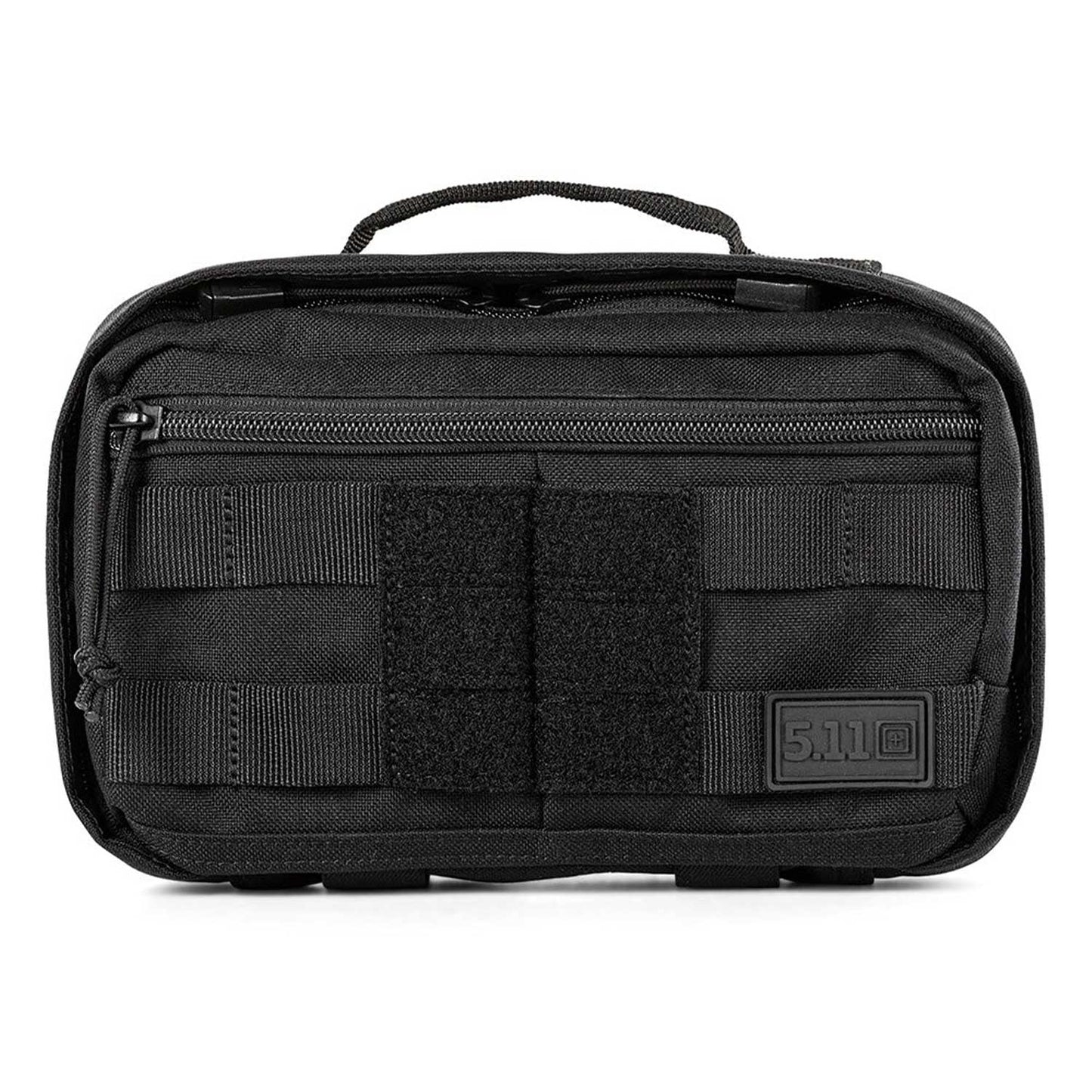 Vista frontal de la mochila táctica 5.11 MOAB 3 con panel MOLLE y logo 5.11. Perfecta para actividades al aire libre y uso urbano.