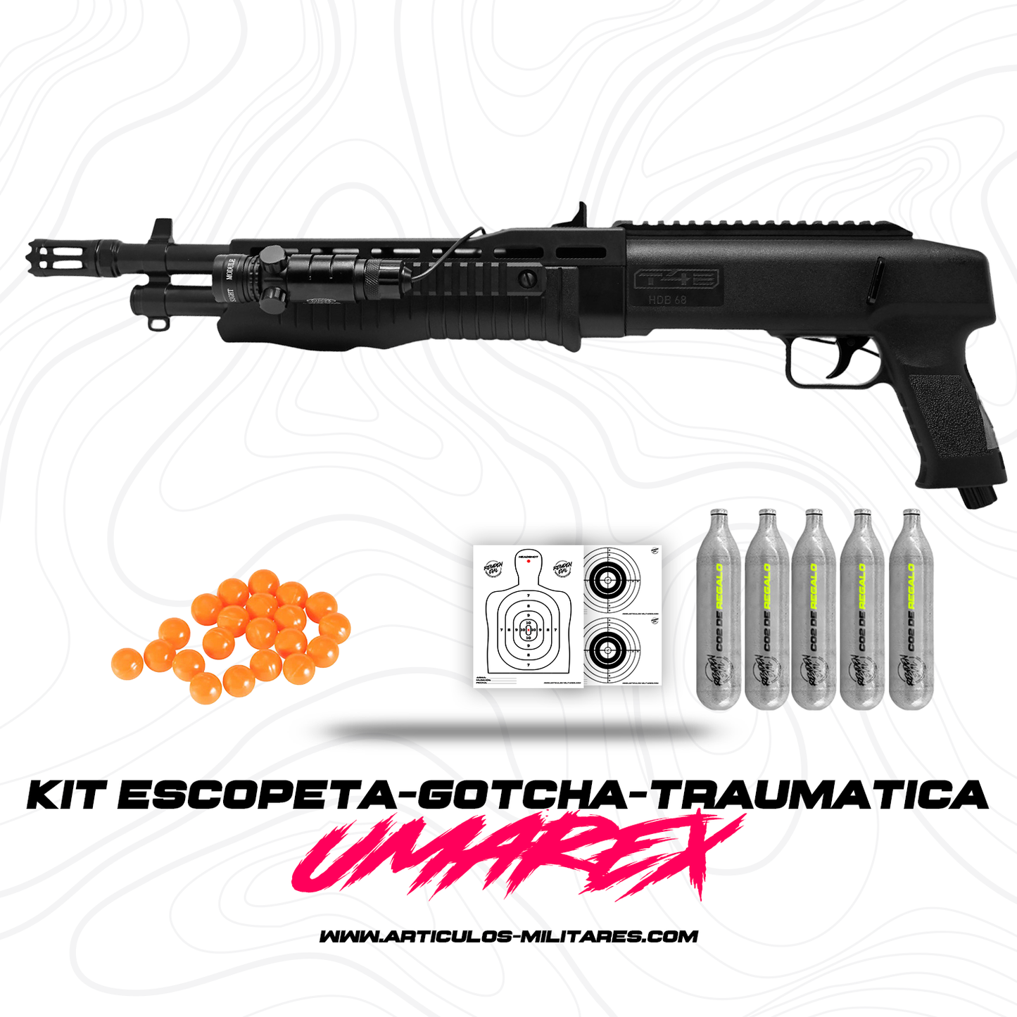 Kit Escopeta De Defensa Personal T4E Caucho/Polvo-Pintura De cO2