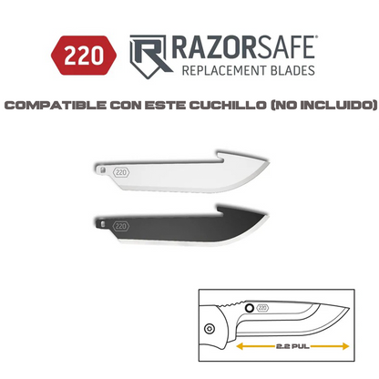 Cuchillas de repuesto RazorSafe 220 compatibles con la Navaja Tactica Mini Razor 2.2. Hoja de acero japonés de 2.2 pulgadas no incluida.