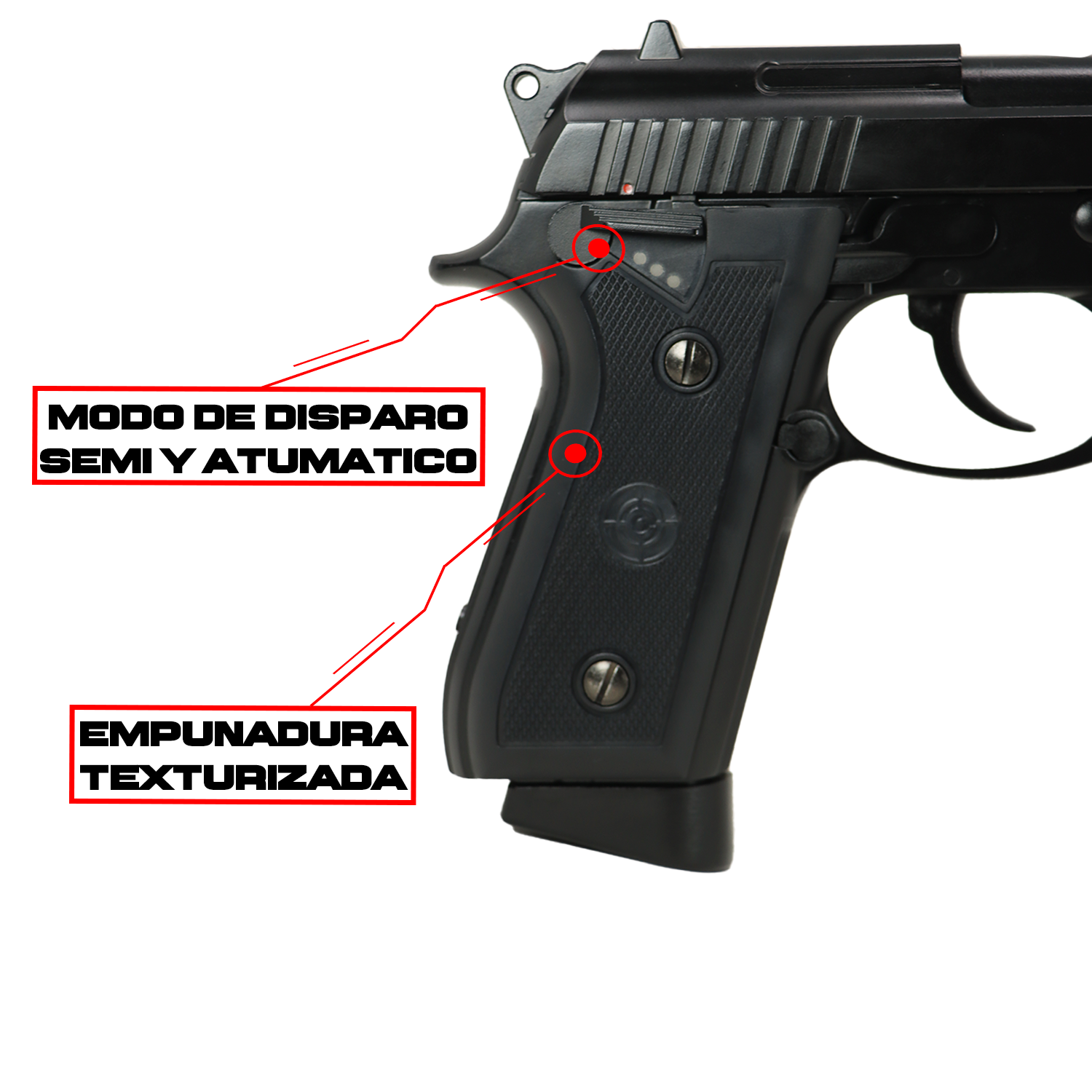 Pistola PFAM9B Blowback Fullmetal De Co2 KIT CROSMAN