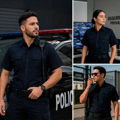Camisa Táctica Uniforme Azul y Blanco Policía Botones Simulados Residen Evil Militaría