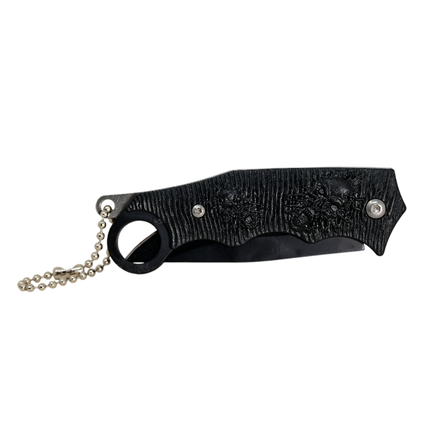 Navaja Llavero de Bolsillo Negro Textura de Calaveras