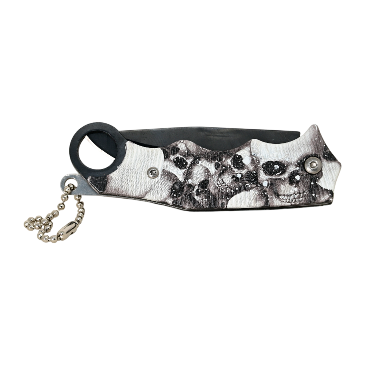 Navaja Llavero de Bolsillo Hoja Lisa Calaveras Blanco y Negro