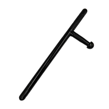 Tonfa PR24 negra de policarbonato con mango ergonómico. Herramienta de defensa personal para uso policial o de seguridad.