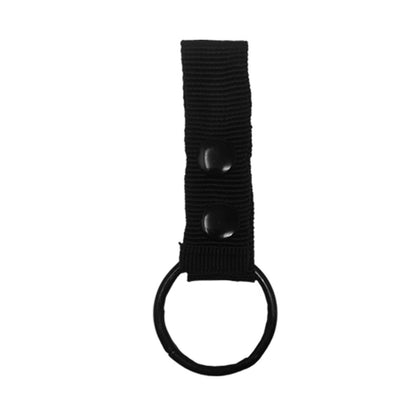 Porta tonfa individual de nylon negro con anillo metálico. Accesorio funcional para portar tonfas en cinturón táctico.