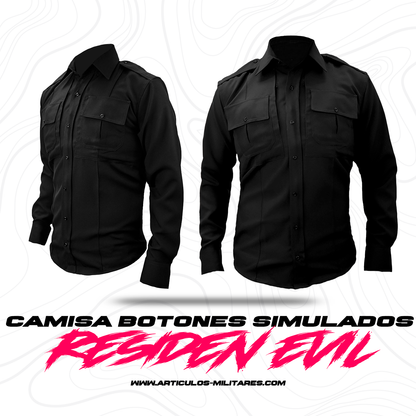 Camisa Tactica Uniforme Policia Cierre Simulado Manga Larga