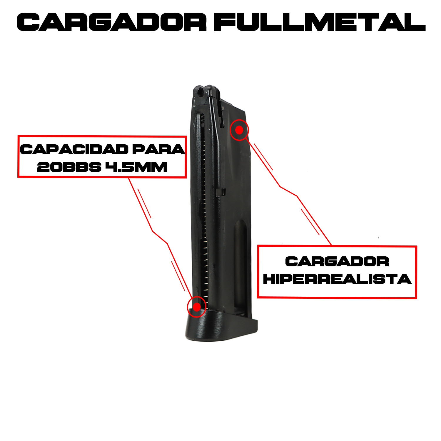 Pistola PFAM9B Blowback Fullmetal De Co2 KIT CROSMAN