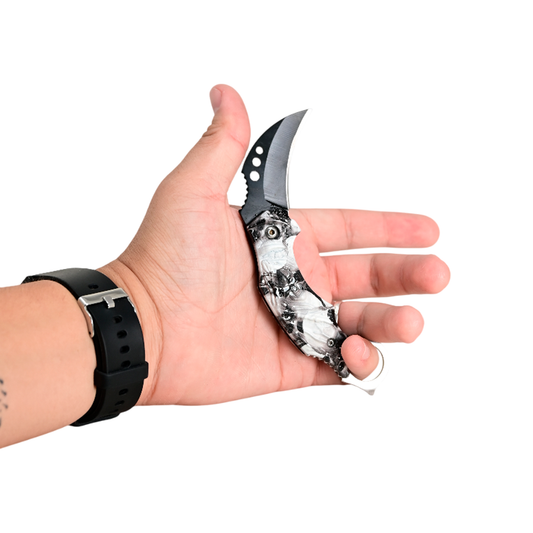 Navaja Táctica Karambit Curvo Diseño Calavera