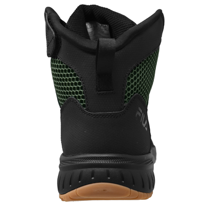 Vista posterior de las Botas Tácticas Fila Chastizer Negra Camu Cierre Original con diseño ergonómico y suela robusta para mayor estabilidad en terrenos difíciles.