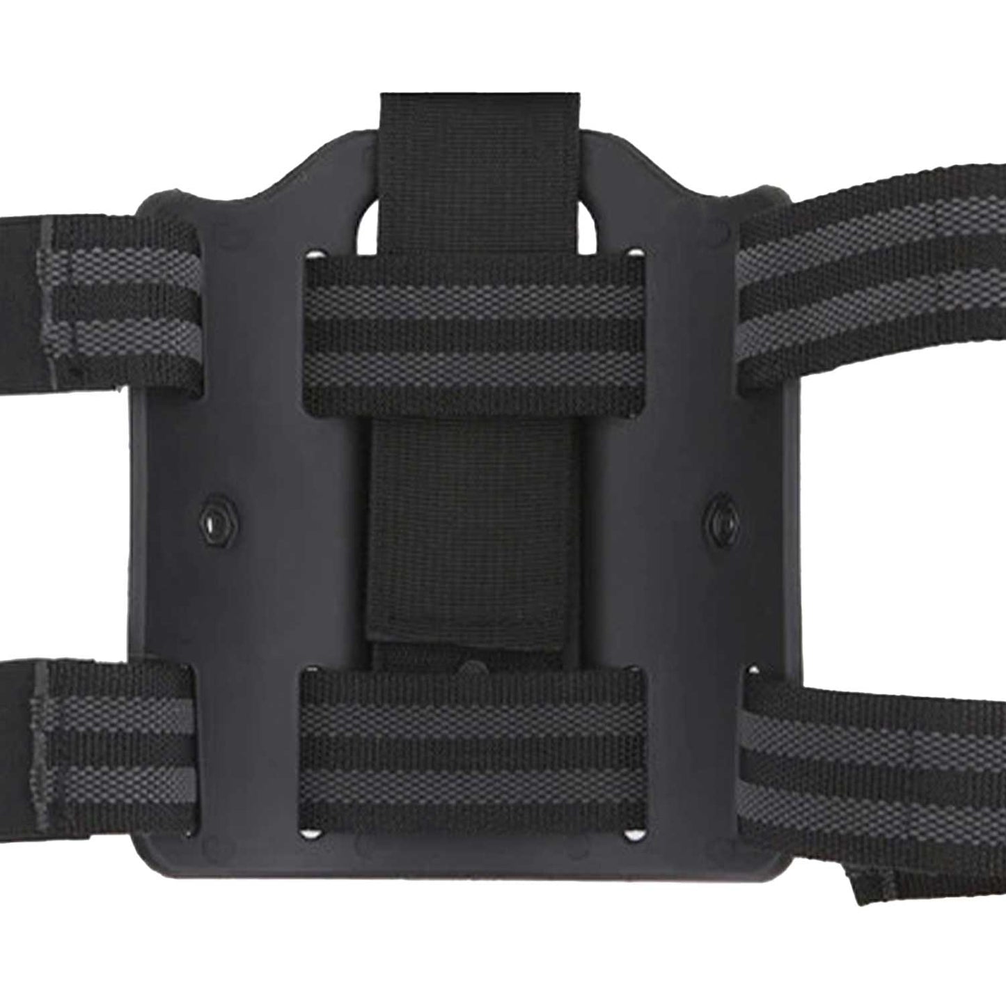  se muestra la vista trasera de la Piernera Táctica CYTAC de 3 Puntos con Funda Universal 2 Detalle de las líneas engomadas antideslizantes en la parte interna de las cintas, diseñadas para evitar desplazamientos al caminar o correr.