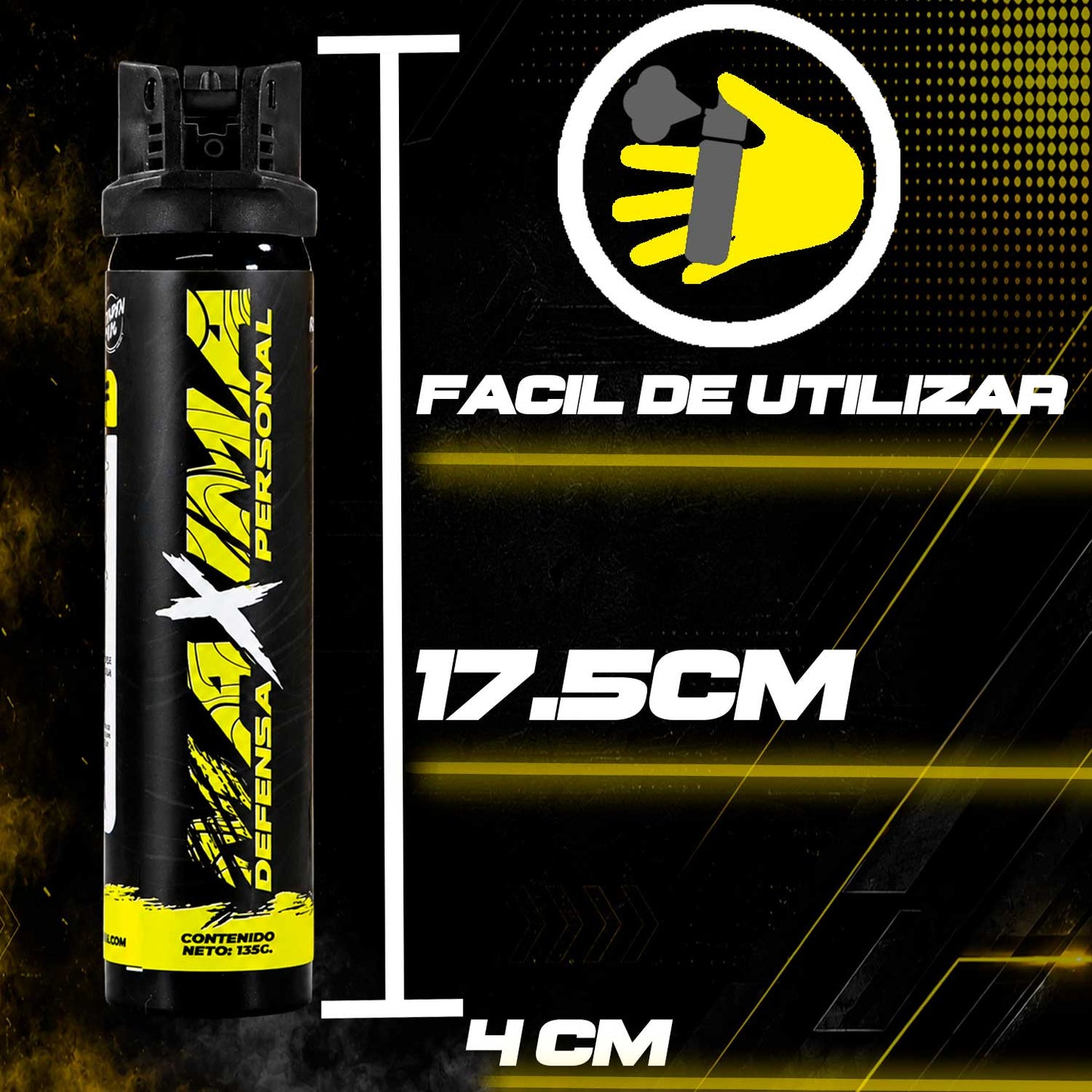 Gas Pimienta Lacrimogeno 135 gr Con Tapa De Seguridad Marca Maxima Máxima
