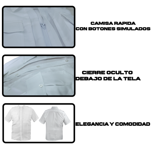 Camisa Táctica Uniforme Azul y Blanco Policía Botones Simulados