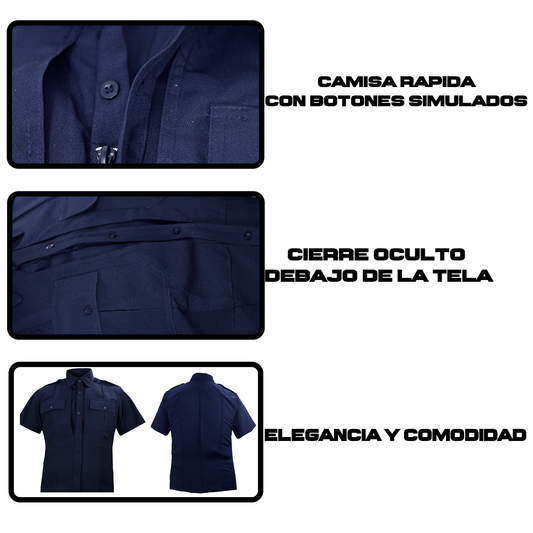 Camisa Táctica Uniforme Azul y Blanco Policía Botones Simulados