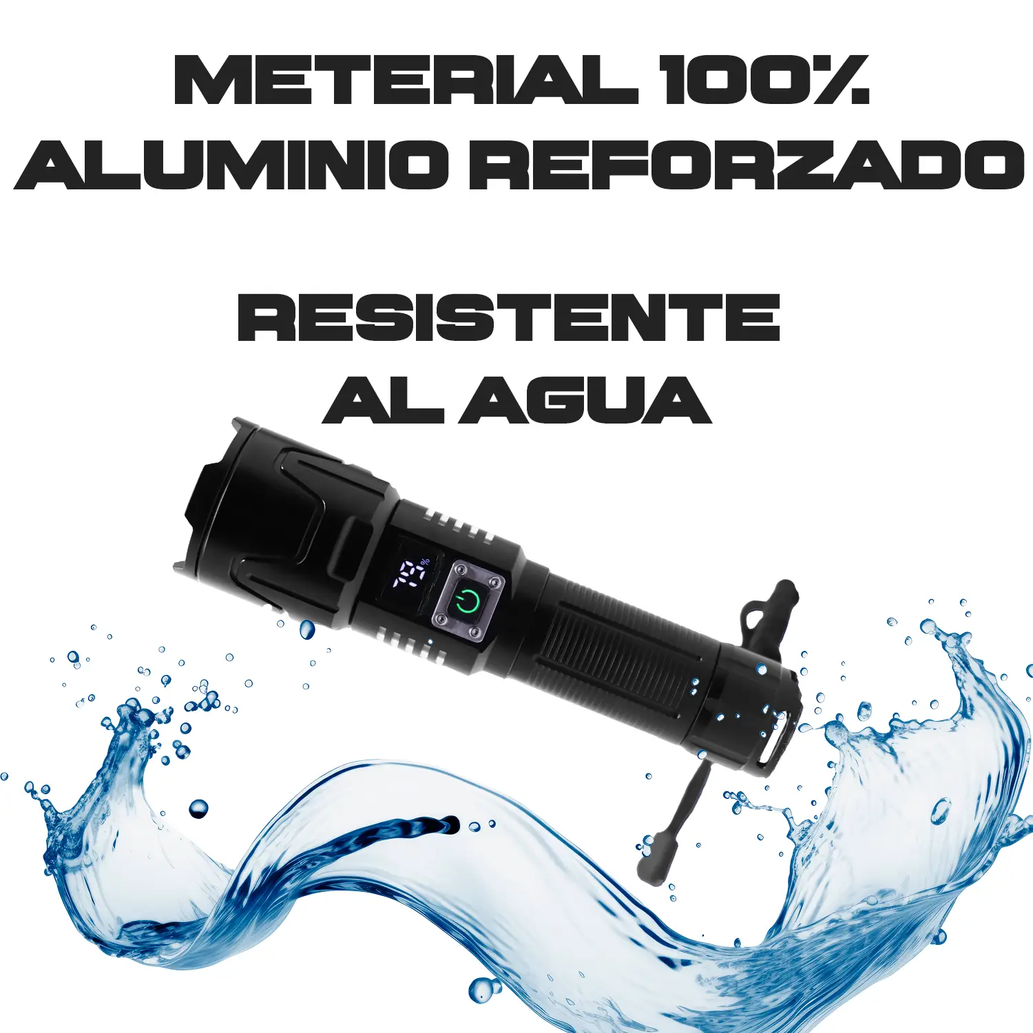 Lampara De Mano Tohil De Aluminio Digital Resistente Al Agua Recargable