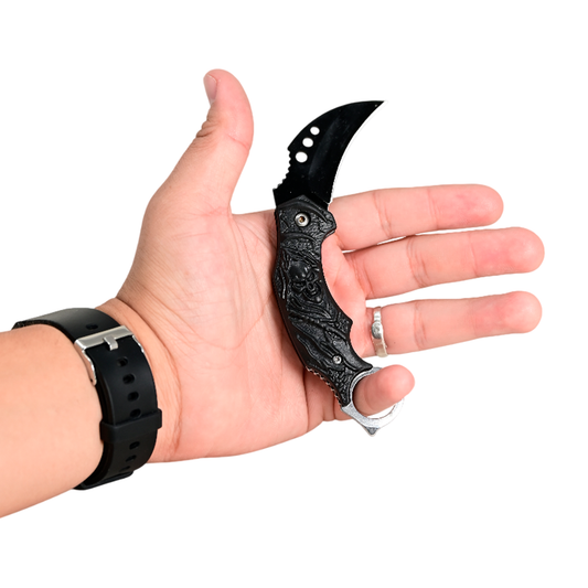 Navaja Táctica Karambit Curvo Diseño Calavera