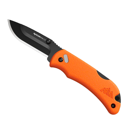Cuchillo plegable Mini Razor 2.2 con hoja de 2.2 pulgadas y mango naranja. Navaja táctica para uso EDC y actividades al aire libre.