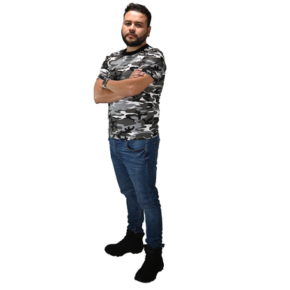 Playera Camuflada Manga Corta Algodón Hombre