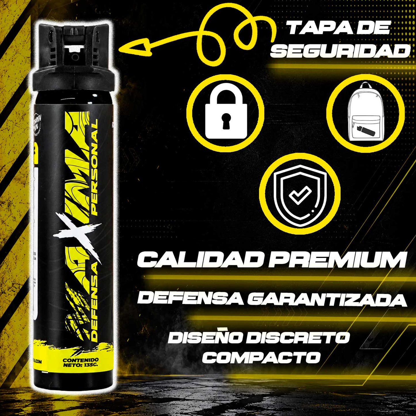 Paquete 10 piezas de gas pimienta 135g Tapa de Seguridad Máxima