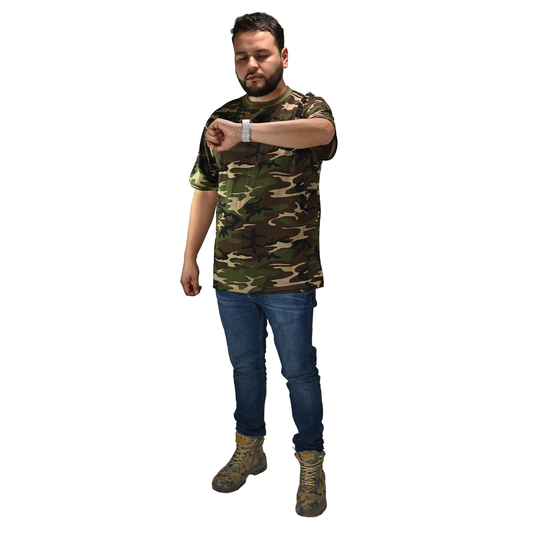 Playera Camuflada Manga Corta Algodón Hombre
