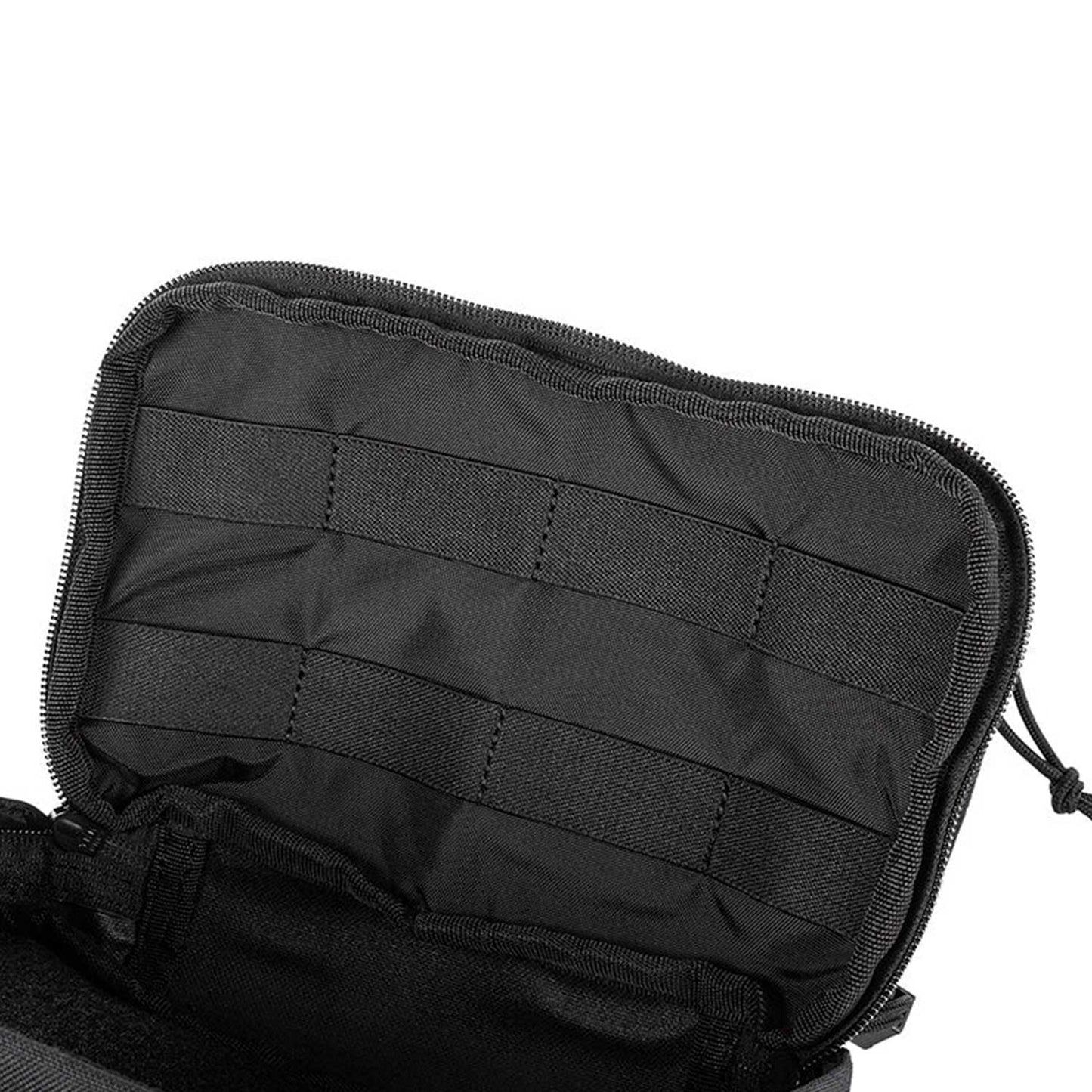 Interior de la mochila táctica 5.11 MOAB 3 con sistema de organización MOLLE. Espacio optimizado para accesorios y herramientas