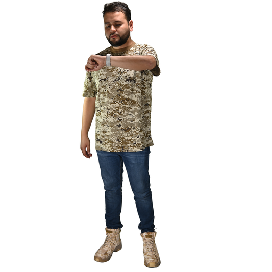 Playera Camuflada Manga Corta Algodón Hombre