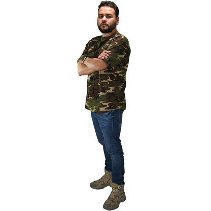 Playera Camuflada Manga Corta Algodón Hombre