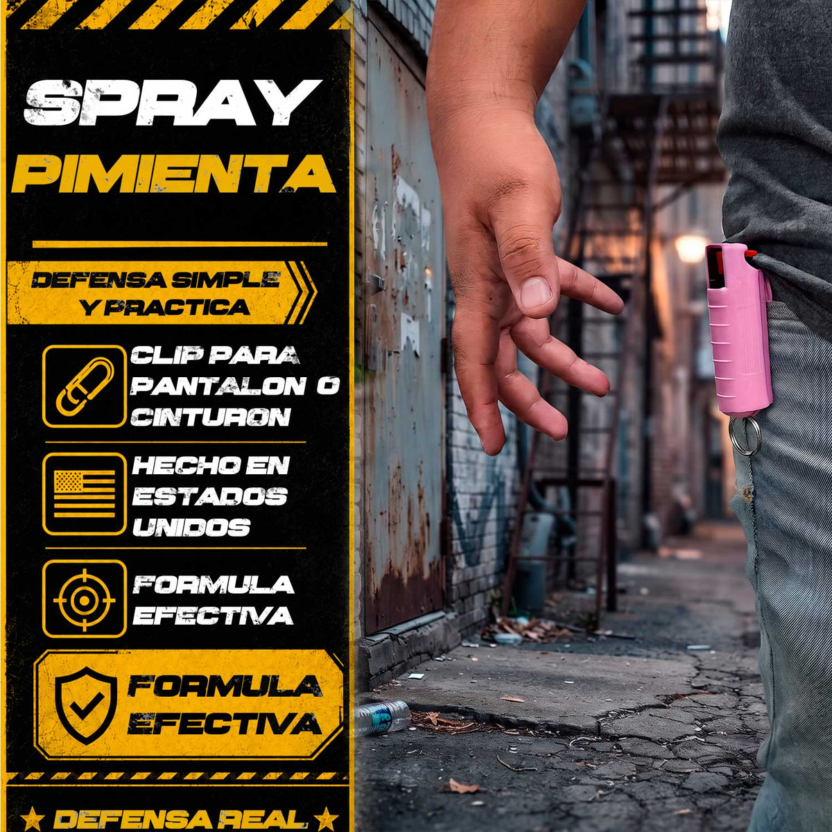 Spray Gas Pimienta Lacrimogeno Estuche Rígido Y Llavero Eliminator PSP PSP