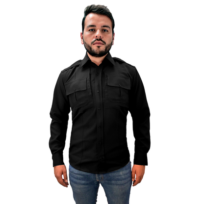 Camisa Tactica Uniforme Policia Cierre Simulado Manga Larga