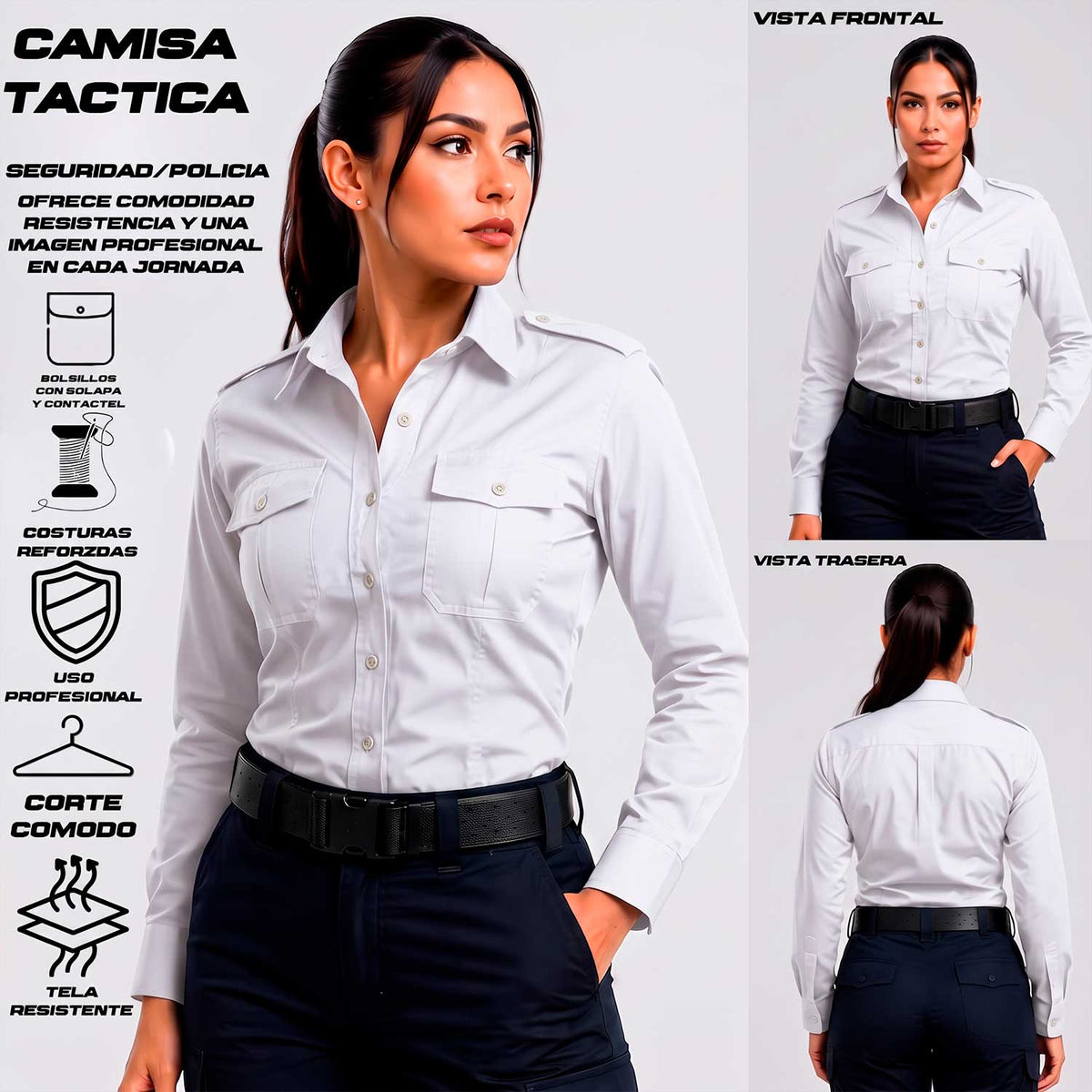 Camisa Tactica Uniforme Policia Cierre Simulado Manga Larga Residen Evil Militaría
