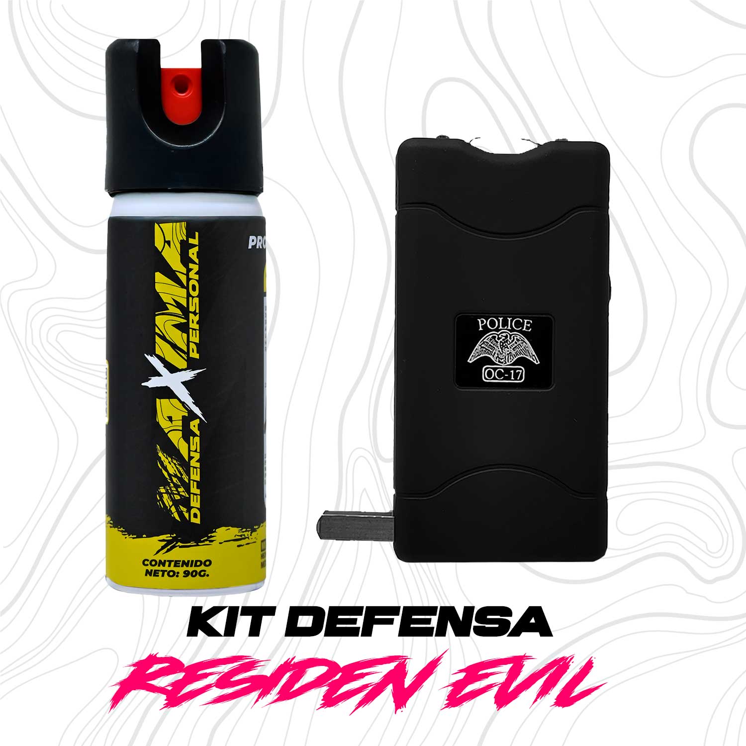 Kit Para Defensa Personal Taser Police + Gas Pimienta Residen Evil Militaría