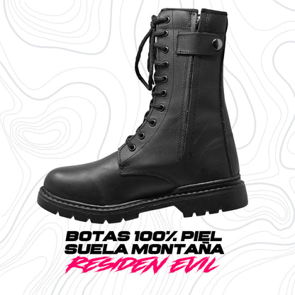 Botas Tácticas de Piel para Montaña con Cierre Lateral