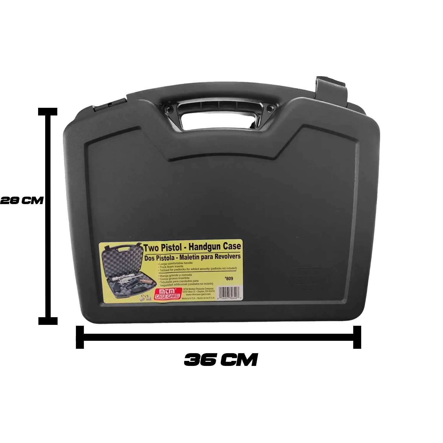 Estuche Case  Gard 809  se muestran medidas exteriores del producto 