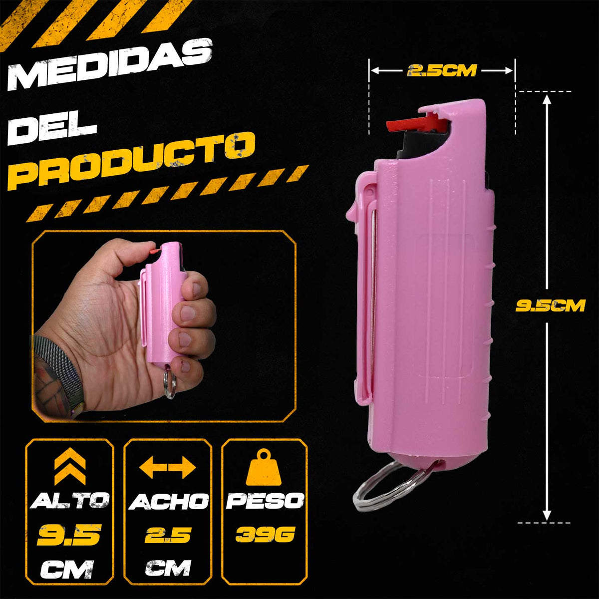 Spray Gas Pimienta Lacrimogeno Estuche Rígido Y Llavero Eliminator PSP PSP